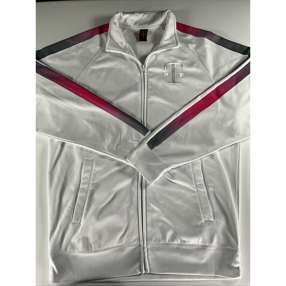 T Mobile Jacket Mens XL White Full Zip Mock Neck Employee Uniform